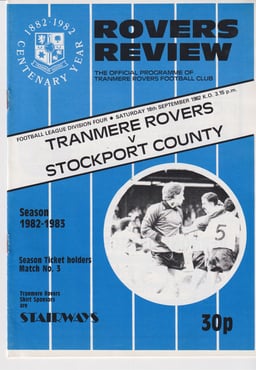 Tranmere Rovers v Stockport County Match Programme 1982-09-18